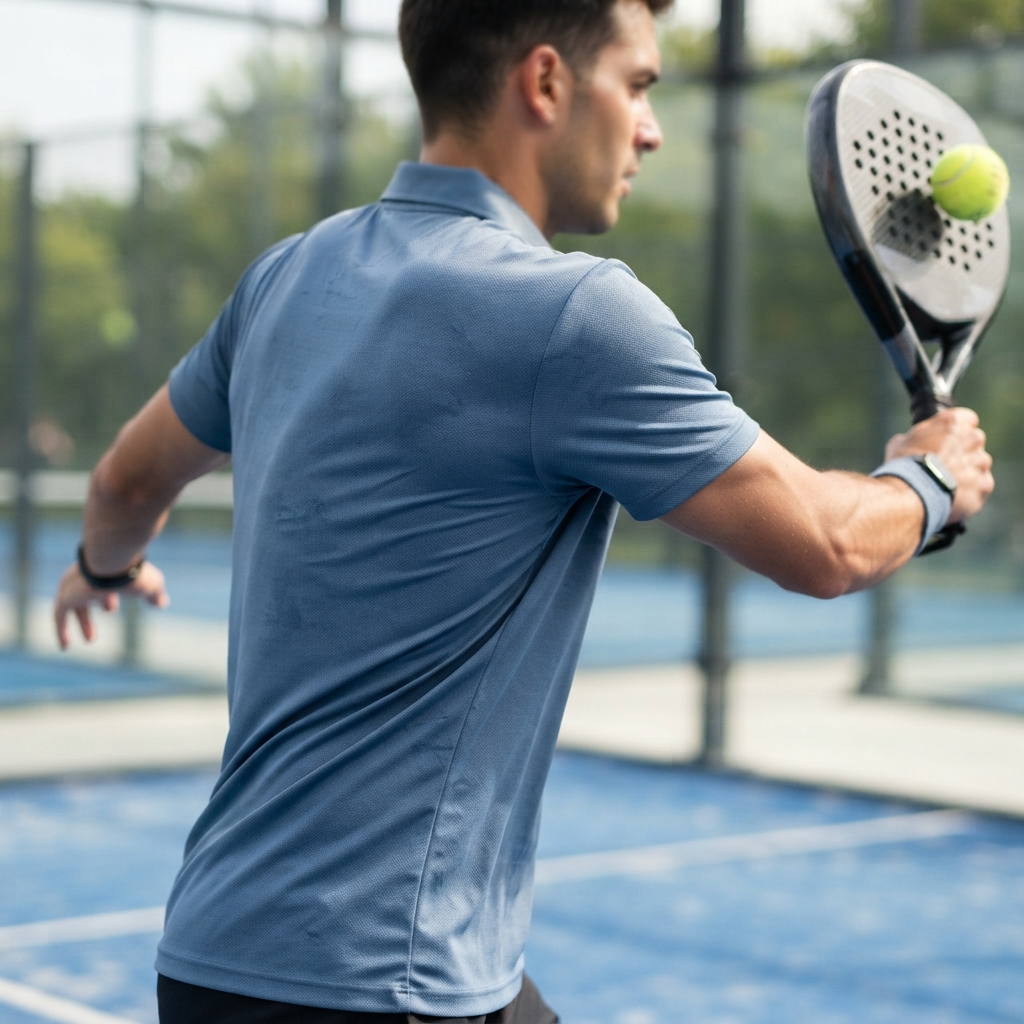 Player's torso during a powerful swing