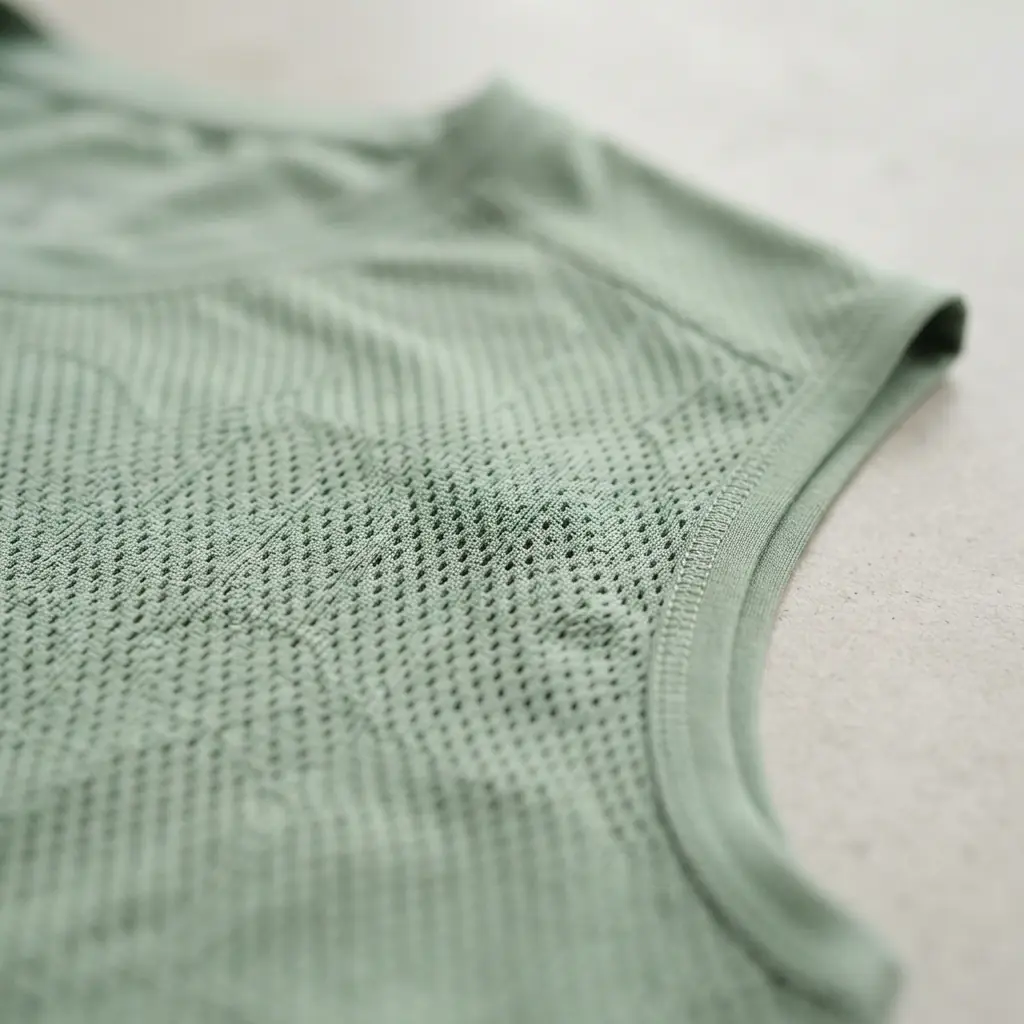 High-performance athletic t-shirt fabric close-up