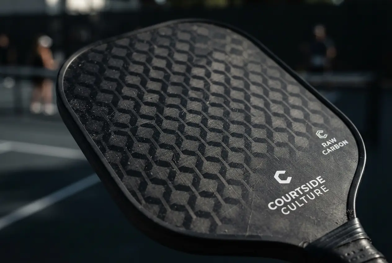 Macro texture of a carbon fiber pickleball paddle face