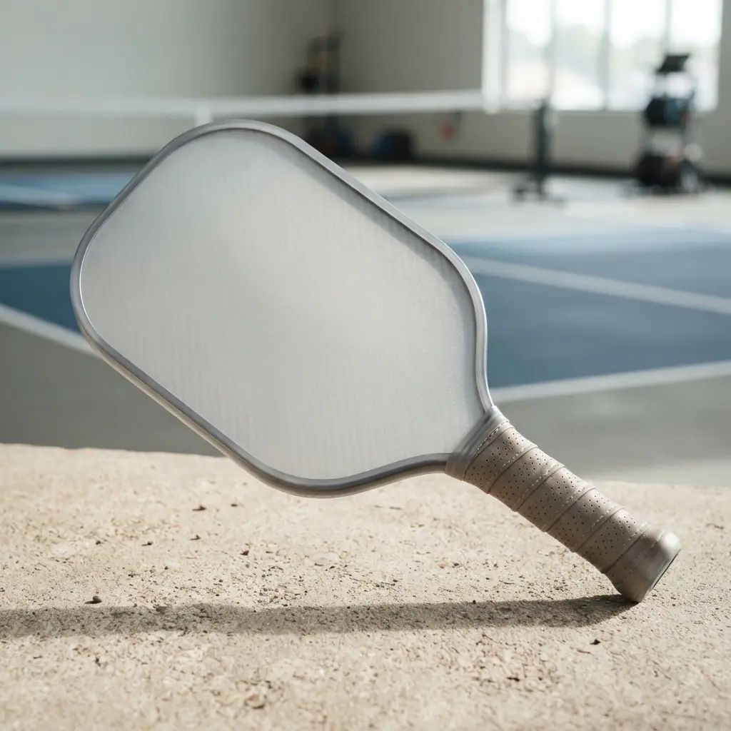 Frosted fiberglass pickleball paddle surface close-up