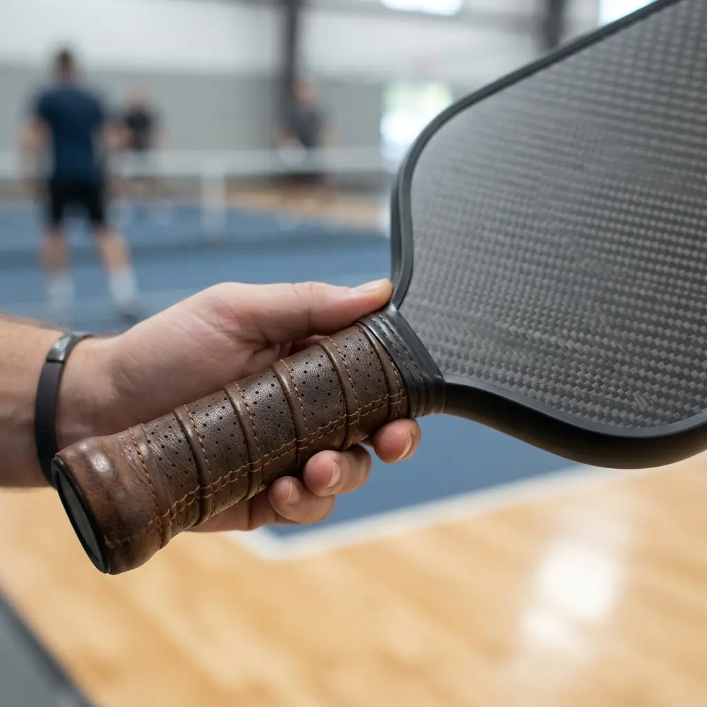 Pickleball paddle handle and face detail